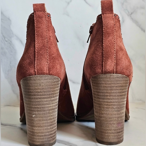 Suede Lucky Brand Lotisha Open Toe Boots Size 10 - Picture 7 of 13